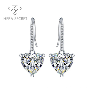 2021 wholesale fashion luxury cz jewelry earrings silver heart shaped earring for women